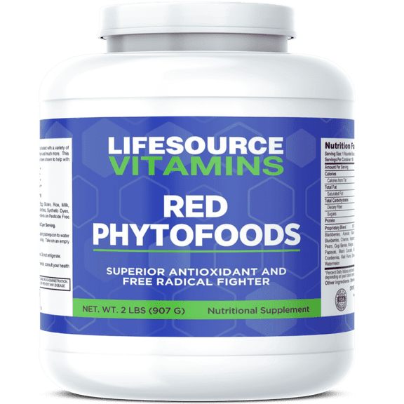 LifeSource Vitamins Red Phyto Foods 2 lbs Powder - 9 Servings of Fruit Per Serving + Probiotics