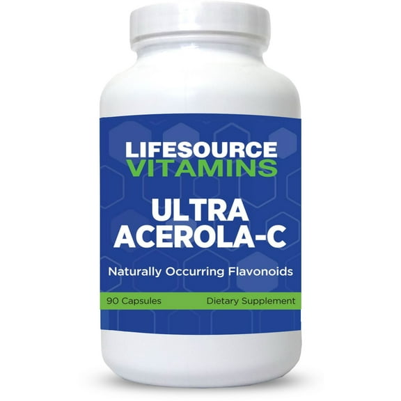 LifeSource Vitamins Ultra Acerola-C - Natural Acerola Berry Powder - 90 Capsules