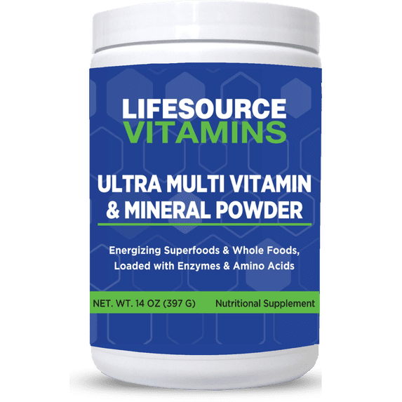 LifeSource Vitamins Ultra Mineral & Multivitamin Powder with Superfoods – Naturally Flavored Vitamin Powder - 14 oz