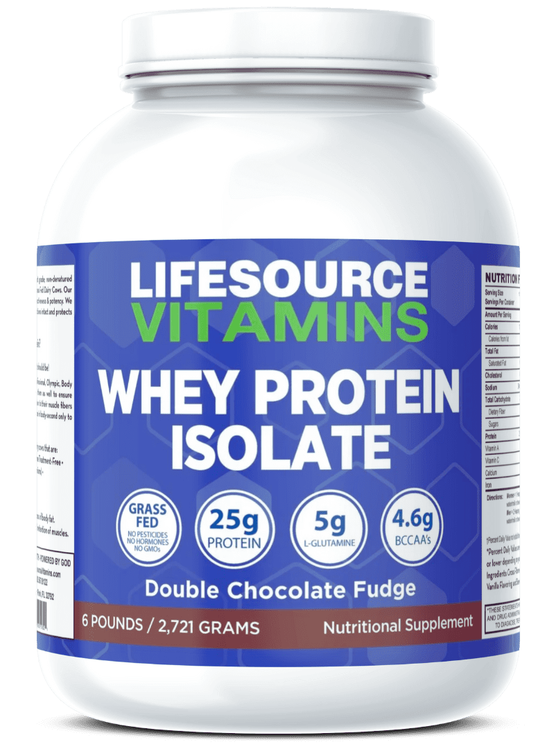 LifeSource Vitamins Whey Protein Isolate, US Dairy Cows Grass Fed Protein Powder, Double Chocolate Fudge, 6 lb