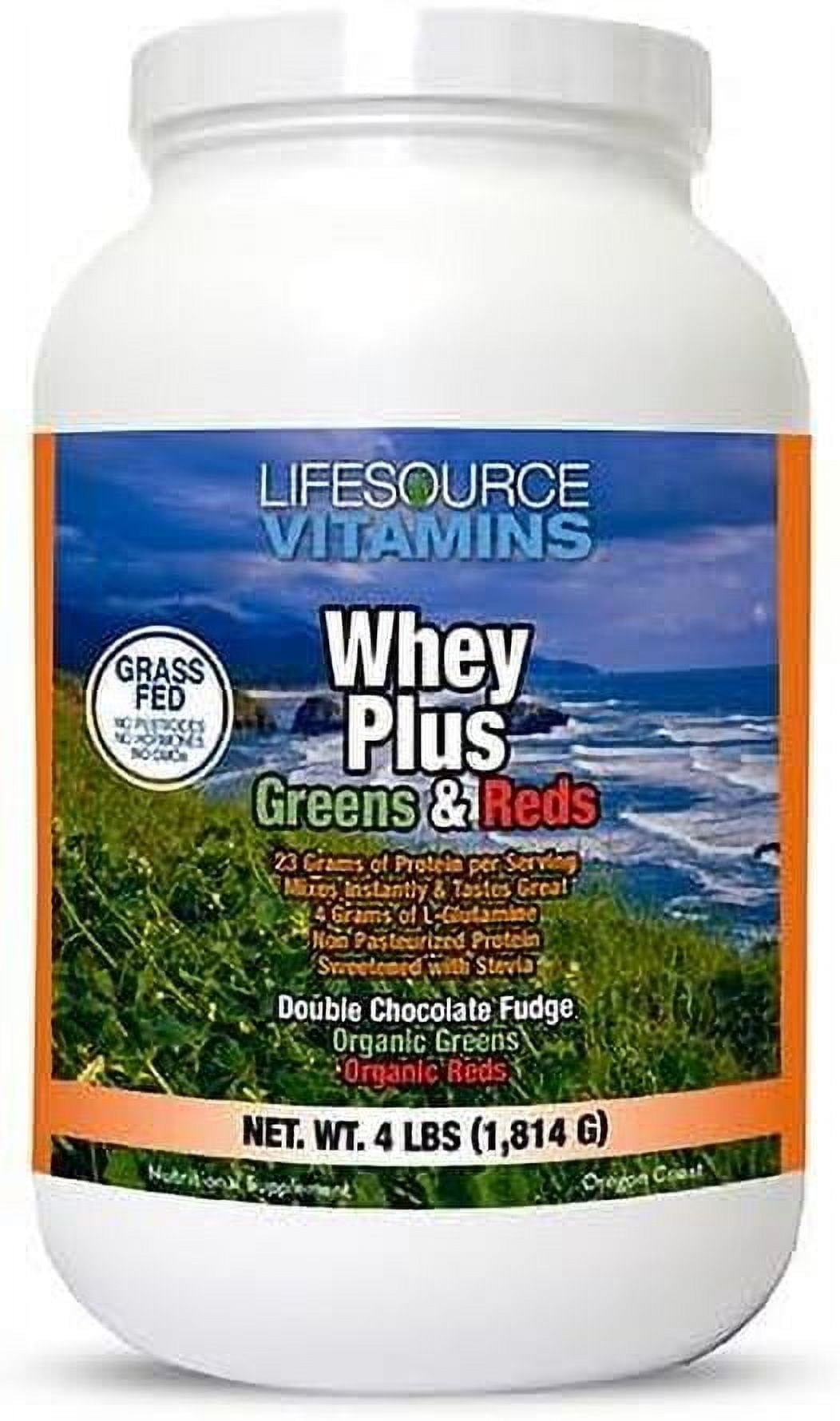LifeSource Vitamins Whey Protein Plus Red & Greens Powder, Muscle Growth & Recovery, 4lb