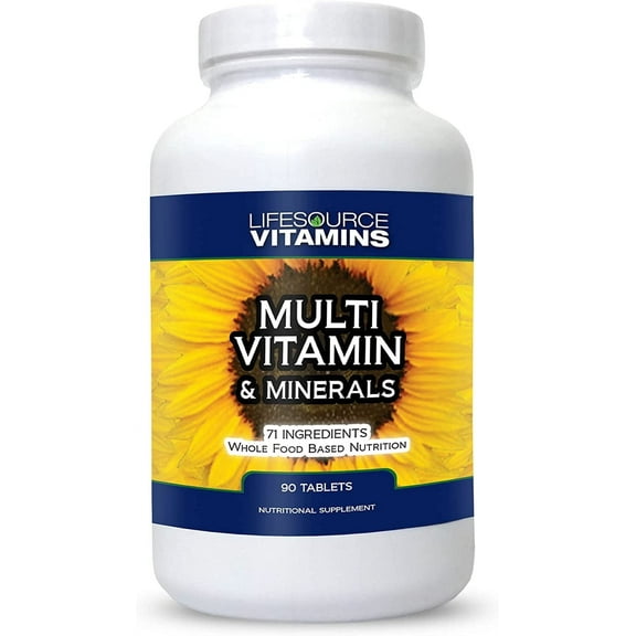 LifeSource Vitamins Whole Food Daily Multivitamin & Minerals with 71 Ingredients, Probiotics, Digestive Enzymes, 90 Tablets