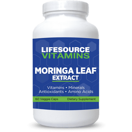 LifeSource Vitamins Moringa Leaf Extract - Vitamins - Minerals -Antioxidants - Aminos, 60 Veggie Caps