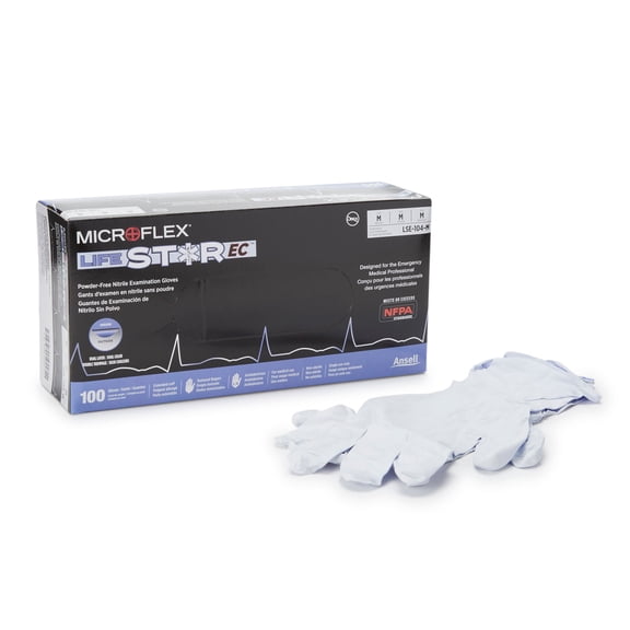 LifeStar EC Disposable Nitrile Exam Glove Extended Cuff Length MEDIUM LSE-104-M 1000 per Case