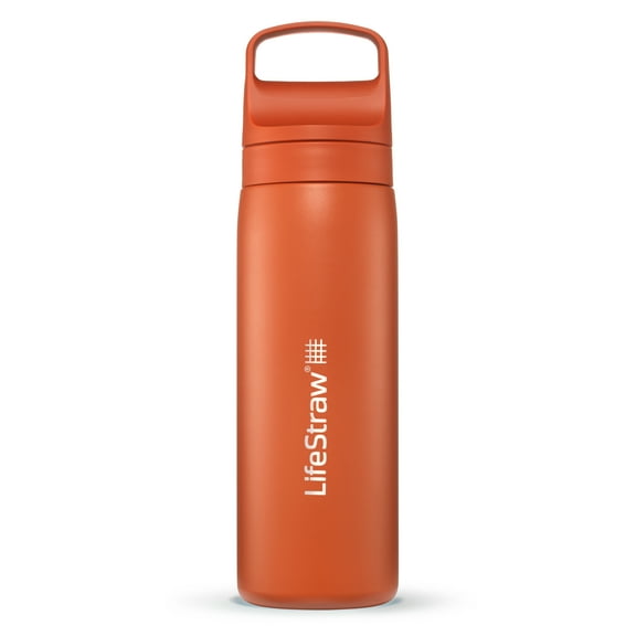 LifeStraw Go Series Stainless Steel Water Filter Bottle; 18oz; Kyoto Orange