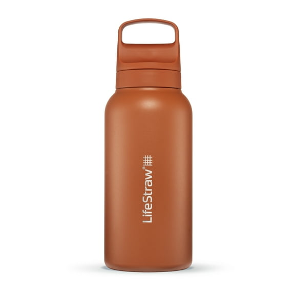 LifeStraw Go Series Stainless Steel Water Filter Bottle; 1L; Kyoto Orange