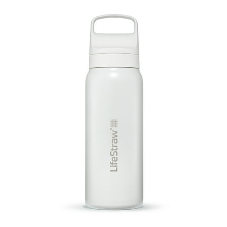 LifeStraw Go Series Stainless Steel Water Filter Bottle; 24oz; Polar White