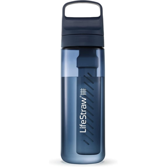 LifeStraw Go Series Water Filter - BPA-Free, Removes Bacteria, Parasites, Microplastics, Improves Taste, 22oz, Aegean Sea