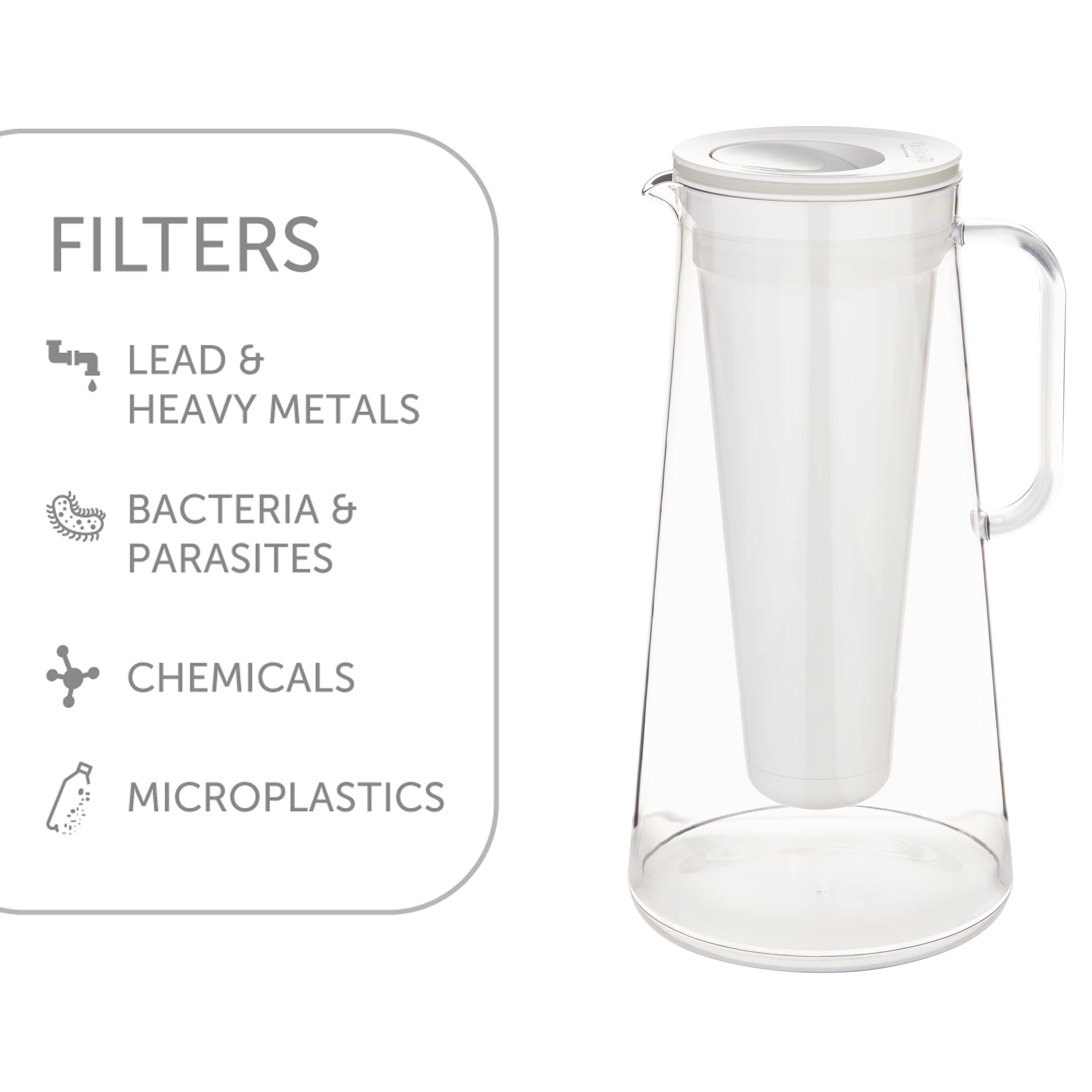 White 10-Cup BPA-Free Water Filter Pitcher with Easy-Fill Lid
