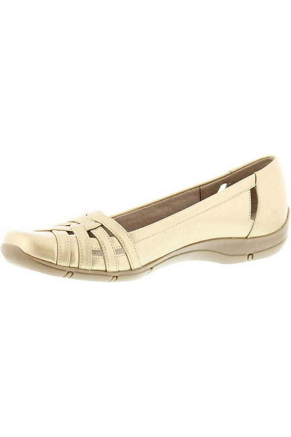 Women's Diverse Round Toe Flat Slip-On Shoes, Gold, Size 12 (M)