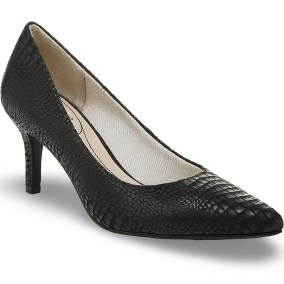 LifeStride Women's Sevyn Pointed Toe Pump Black Lizard 9W