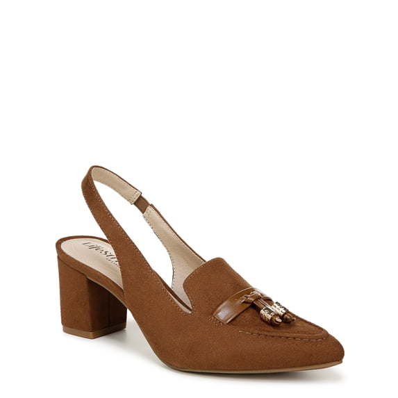 LifeStride Womens Audrey Slingback Block Heel Loafers - Medium & Wide Width
