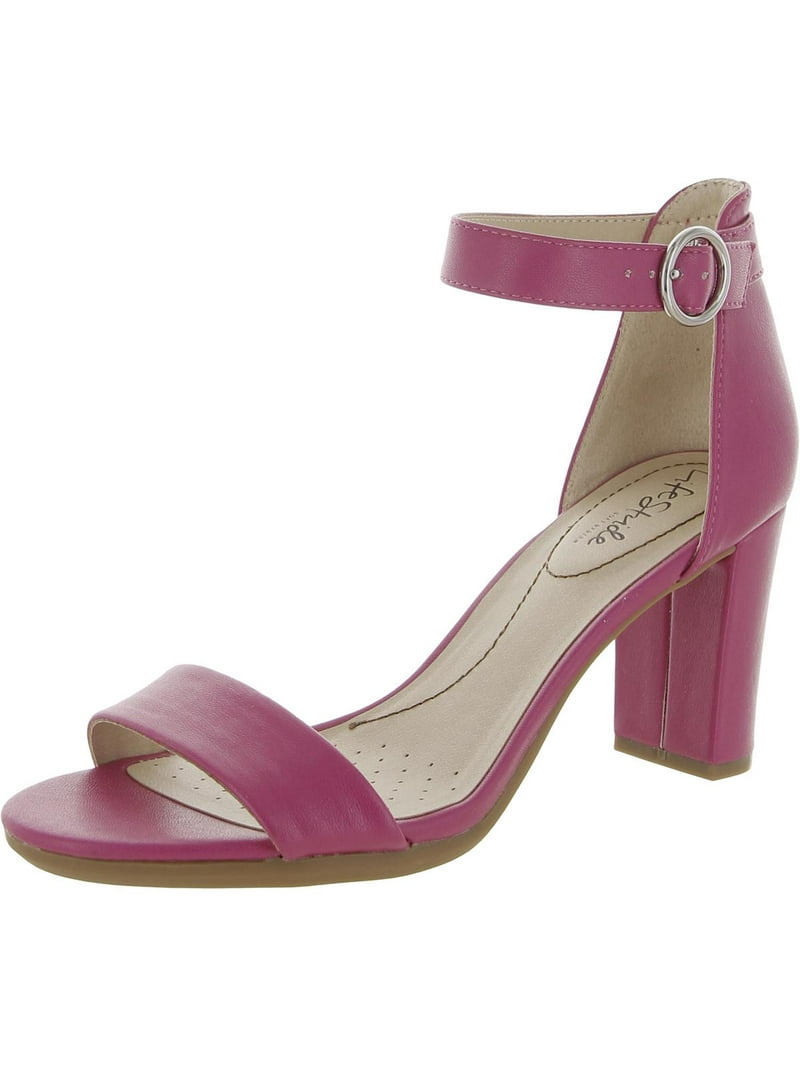 LifeStride Womens Averly Faux Leather Open Toe Heels