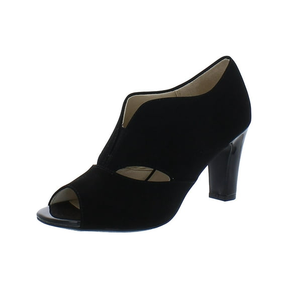 LifeStride Womens Cambry Faux Suede Round Toe Peep-Toe Heels