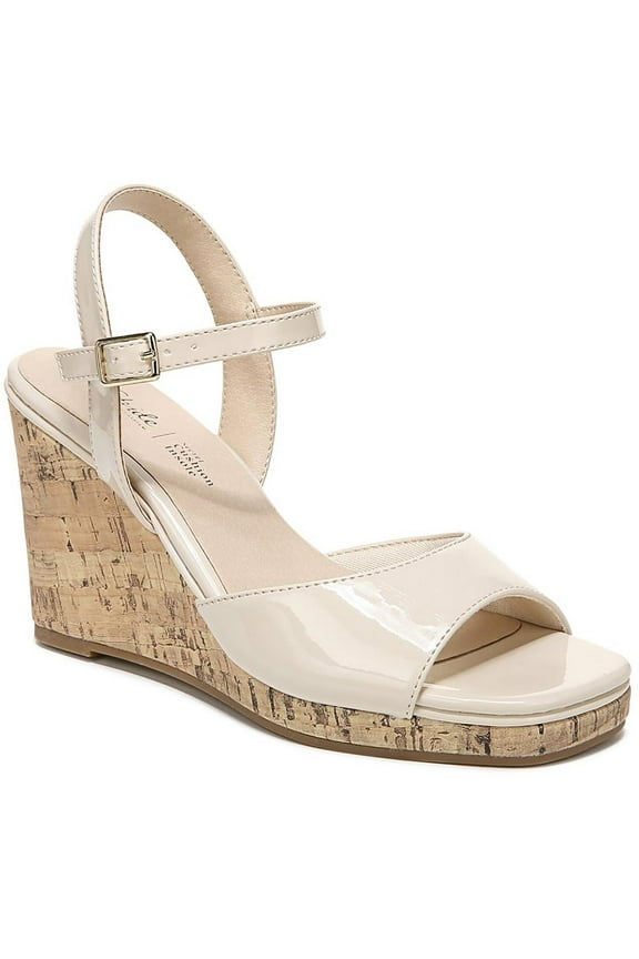 Womens Island Time Patent Ankle Strap Wedge Sandals