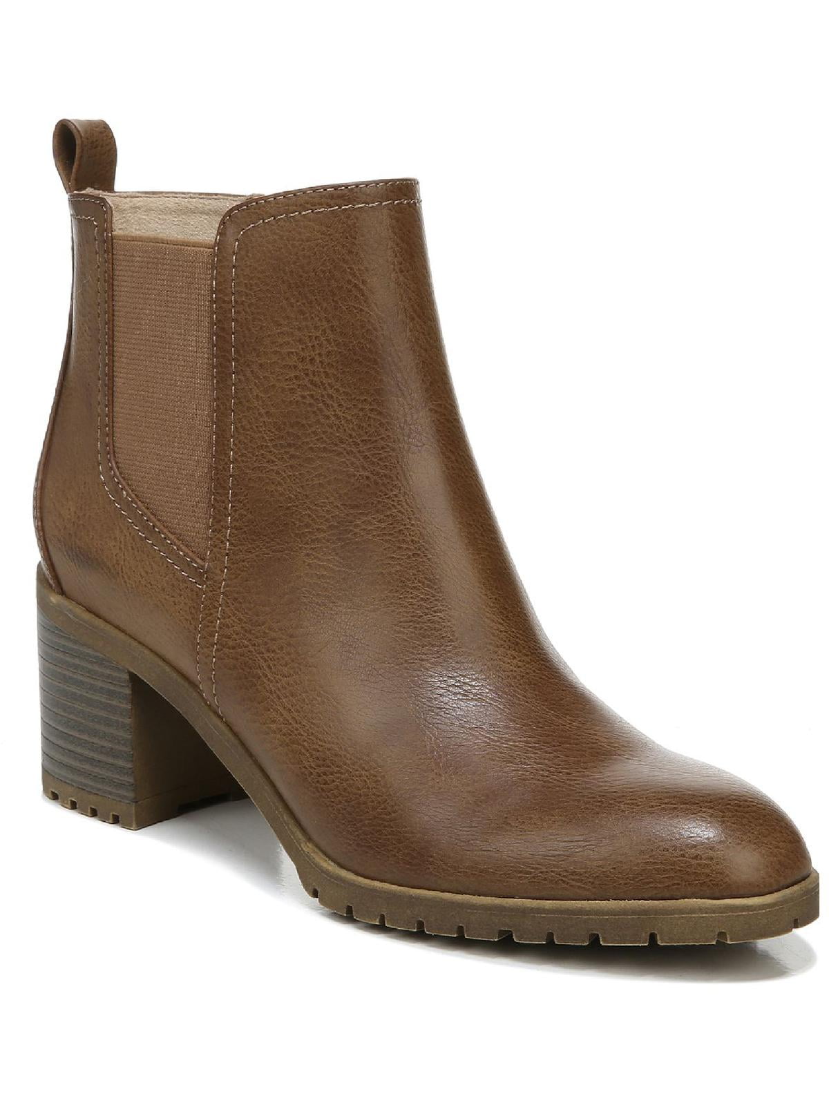 faux leather block heel boots