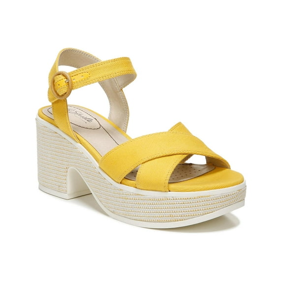 LifeStride Womens Peachy Canvas Ankle Strap Heels