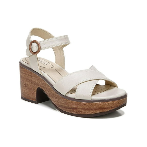 LifeStride Womens Peachy Faux Leather Ankle Strap Heels