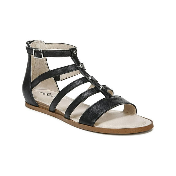 LifeStride Womens Rally Faux Leather Ankle Strap Huarache Sandals