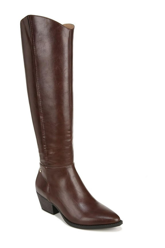 Womens Reese Faux Leather Wide Calf Knee-High Boots