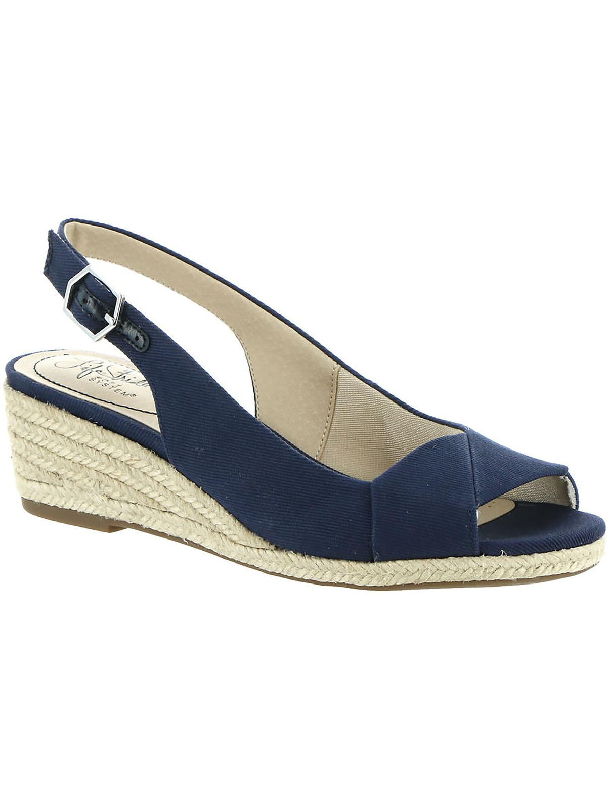 LifeStride Womens Socialite Canvas Peep Toe Slingback Sandals Walmart