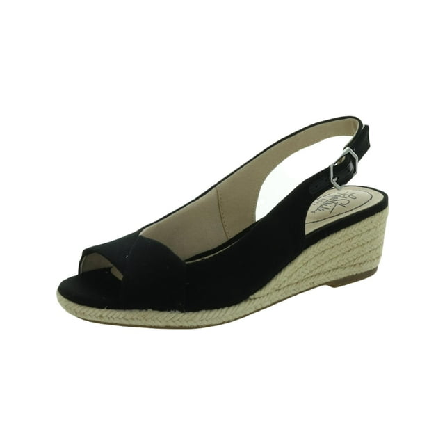 LifeStride Womens Socialite Canvas Peep-Toe Slingback Sandals - Walmart.com