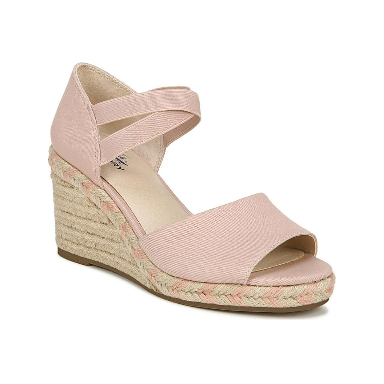 LifeStride Womens Taffy Canvas Peep Toe Wedge Sandals
