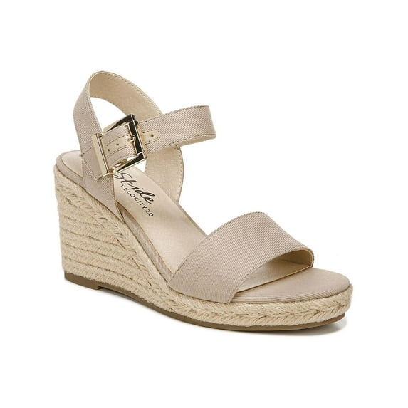 LifeStride Womens Tango 2 Canvas Ankle Strap Wedge Sandals