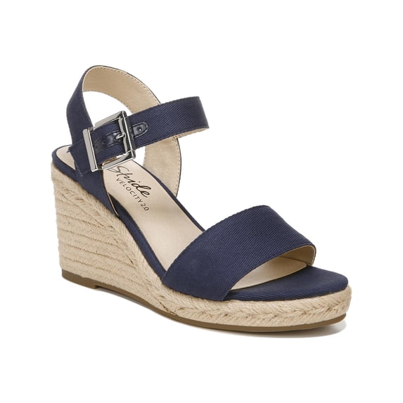 LifeStride Womens Tango 2 Faux Leather Floral Wedge Sandals