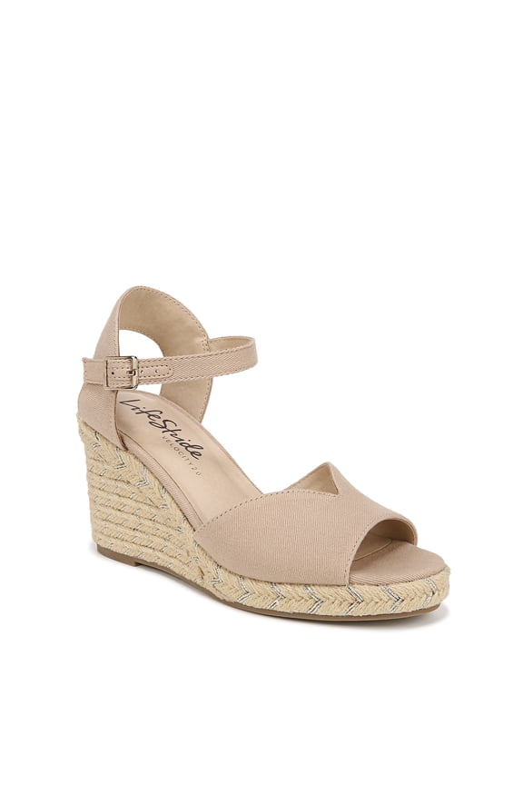 Womens Tess Ankle Strap Wedge Espadrille - Medium & Wide Width