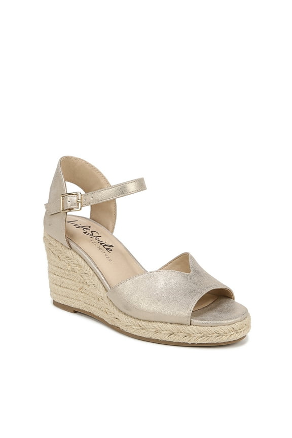 Womens Tess Ankle Strap Wedge Espadrille - Medium & Wide Width