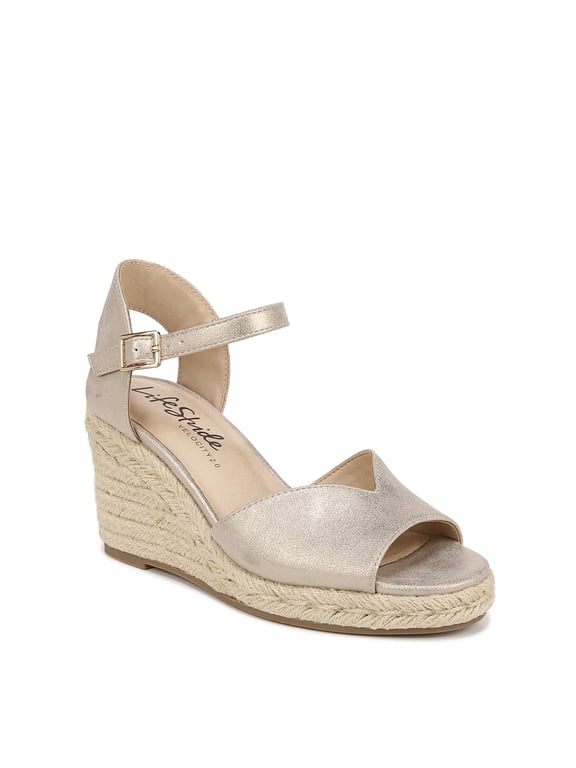 Womens Tess Ankle Strap Wedge Espadrille - Medium & Wide Width