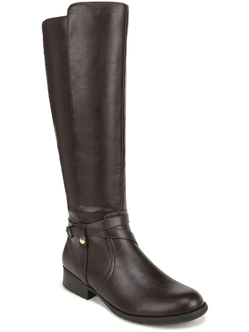 LifeStride Womens Xtrovert Faux Leather Wide Calf Riding Boots