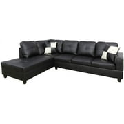 LifeStyle Faux Leather L-Shaped Sectional Set, Left Facing Black( Without Storage Ottoman)