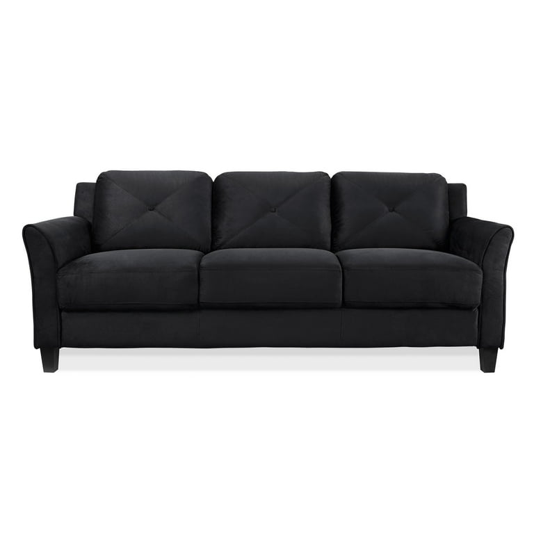 LifeStyle Solutions Hartford Modern Microfiber Sofa in Black