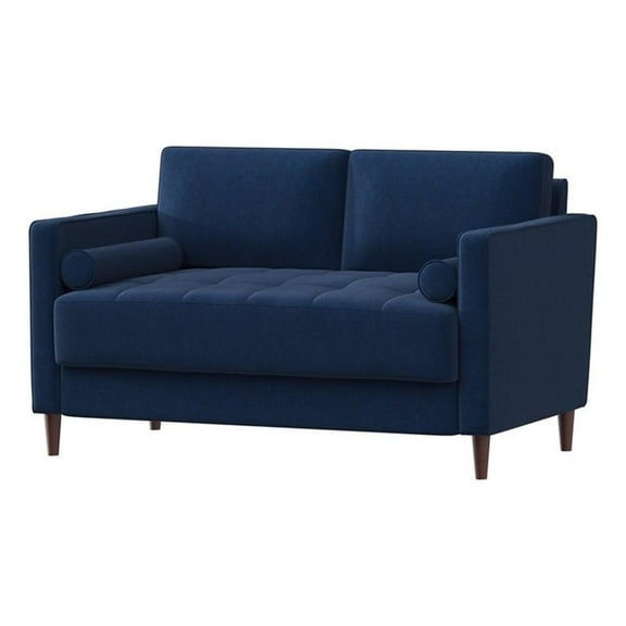 LifeStyle Solutions Jareth Loveseat in Navy Blue Fabric Upholstery