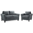thumbnail image 1 of LifeStyle Solutions Mavrick 2 Piece Upholstered Loveseat and Chair Set in Dark Gray, 1 of 5