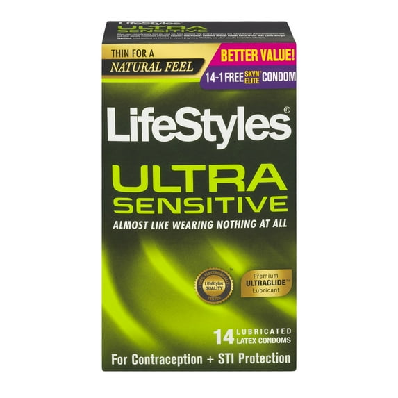 LifeStyles Natural Ultra Smooth Lubricated Latex Condoms - 14 Count