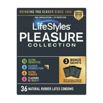 LifeStyles Pleasure Collection Assorted Lubricated Natural Latex Condoms, 36 Count