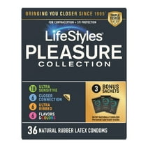LifeStyles, Pleasure Collection Latex Condom with Bonus Lube, 36 Count