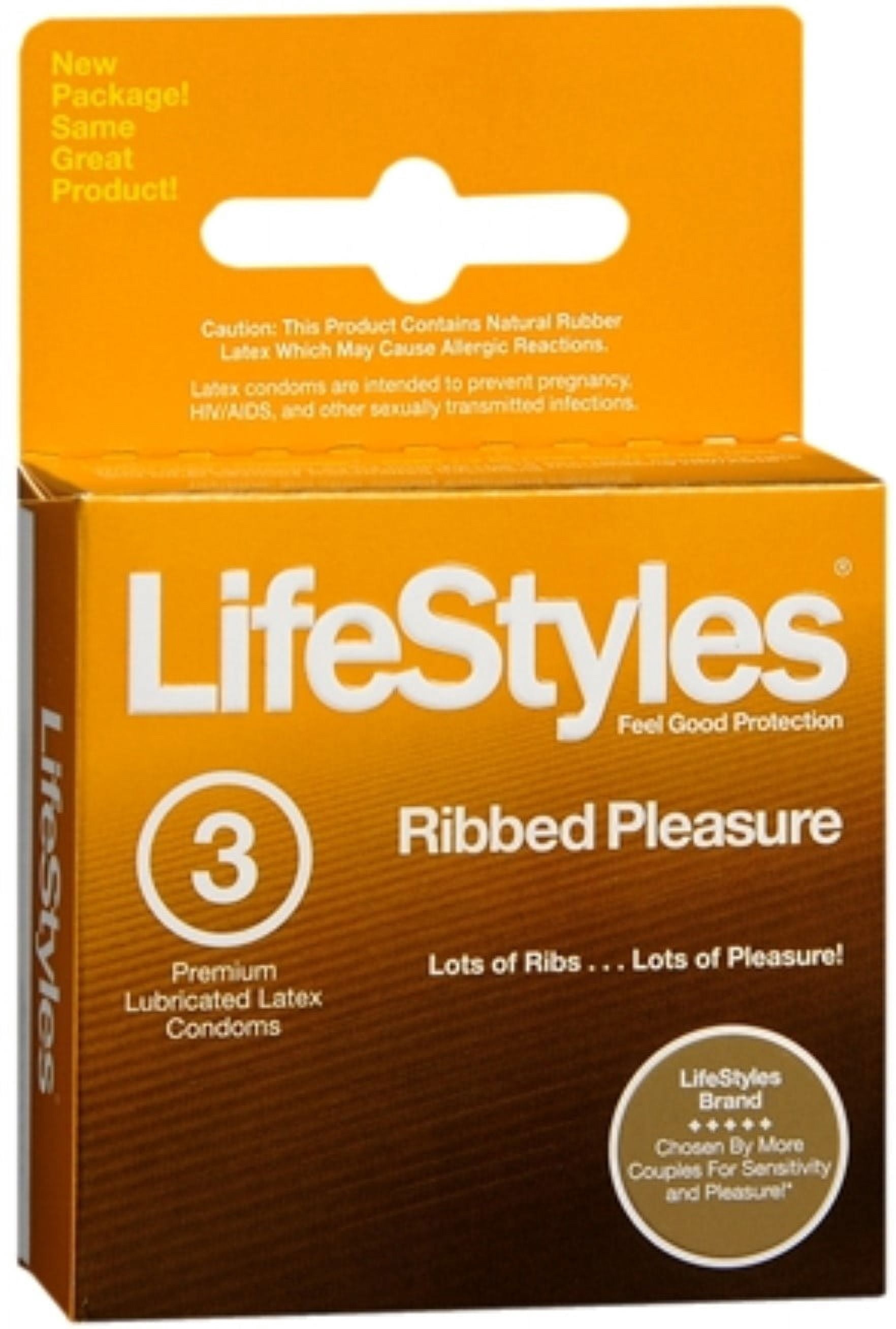 LifeStyles Ribbed Pleasure Condoms Lubricated Latex 3 Each (Pack of 2 ...