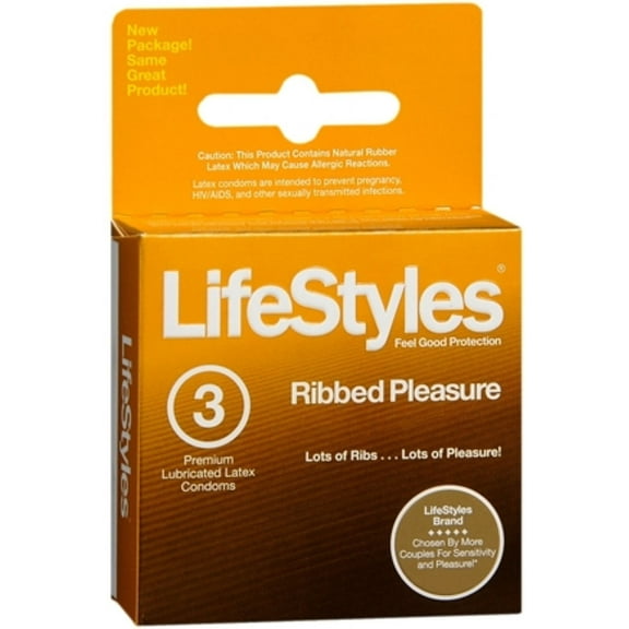 LifeStyles Ribbed Pleasure Condoms Lubricated Latex - (Pack of 3)