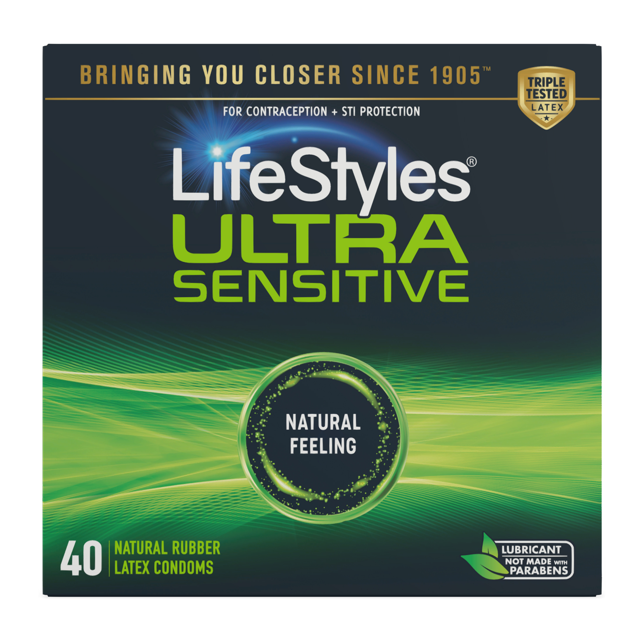 LifeStyles Ultra-Sensitive Lubricated Latex Condoms, 40 Count - image 1 of 7