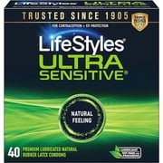 LifeStyles Ultra-Sensitive Lubricated Latex Condoms, 40 Count