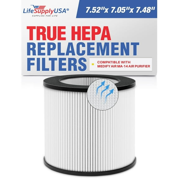 LifeSupplyUSA 2-in-1 True HEPA Air Cleaner Replacement Filter + Pre-Filter Compatible with Medify Air MA-14 Air Purifiers