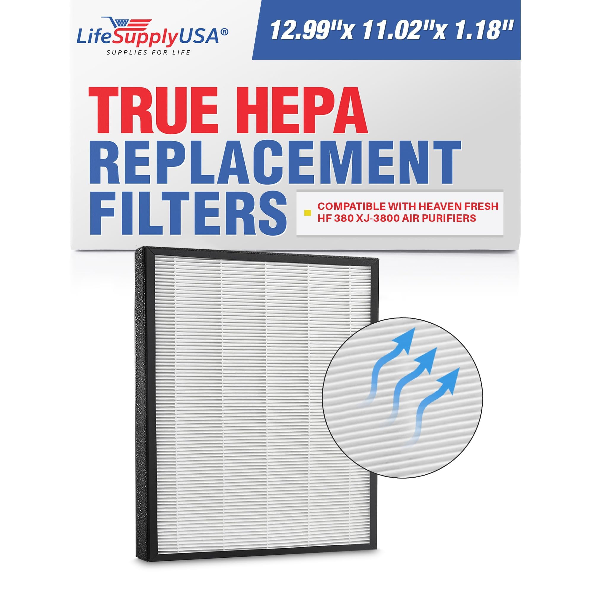 2-in-1 True HEPA Air Cleaner Replacement Filter plus Activated Carbon Charcoal