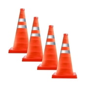 LifeSupplyUSA 4-Pack 15.5'' Collapsible Traffic Safety Cones, Bright Orange Road Reflectors with Reflective Strips, Multipurpose Pop-Up Road Parking Cone for Emergency & Construction Use (5 Pack)