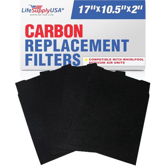 8171434K Carbon Pre-Filter Replacement Compatible with Whirlpool Whispure AP450, AP510, WP500 & Kenmore 83200, 83375, 83230 Air Purifiers by LifeSupplyUSA (4-Pack)