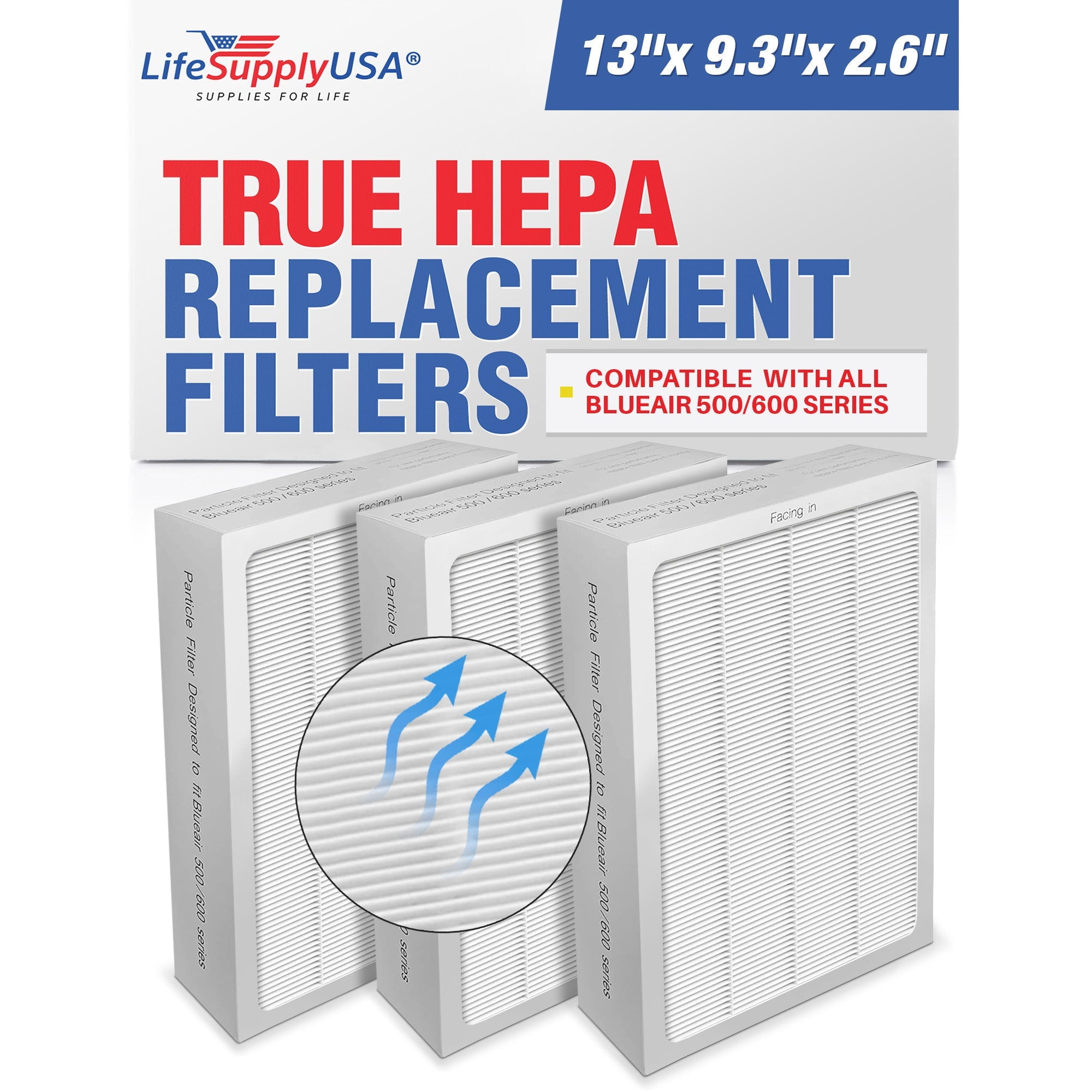 LifeSupplyUSA HEPA Filter for Blueair 500/600 Series Air Purifiers