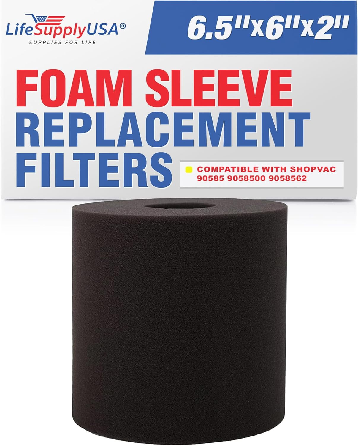 LifeSupplyUSA Foam Sleeve Wet Dry Filter Compatible with ShopVac 90585